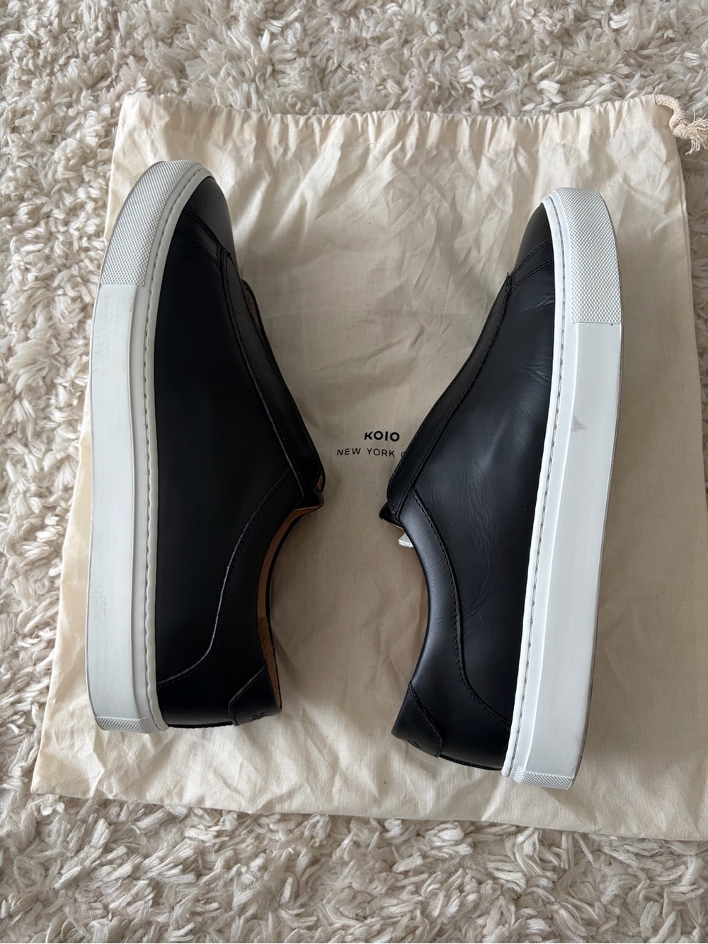 Koio Capri X Slip-On Sneakers Black Leather Men's Size 9 - Picture 11 of 12